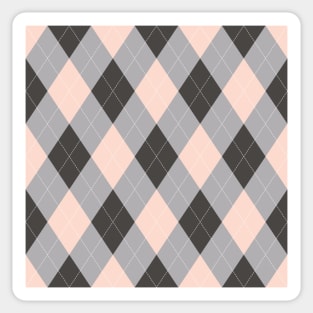 Preppy Pink And Gray Argyle Sticker